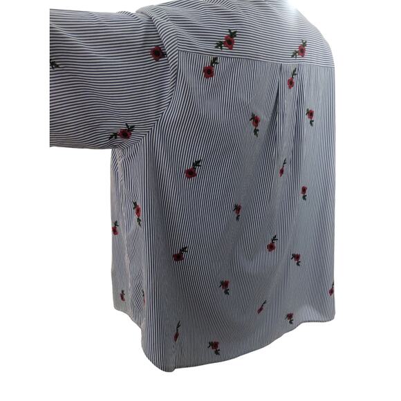 Gibson Latimer Women's Size 3X Floral Embroidered Stripe Button up Casual Top - Picture 4 of 11